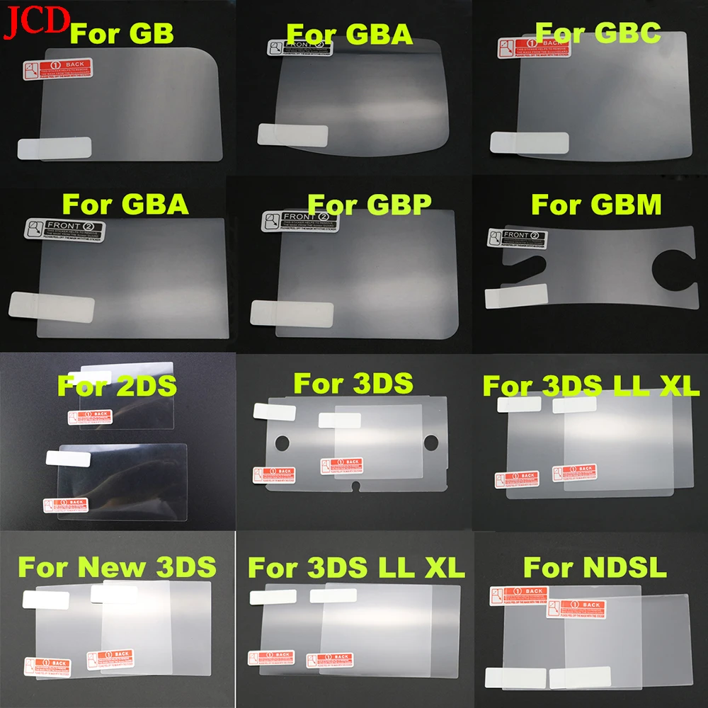 

JCD 1pcs Plastic Clear For Screen Lens Protector For GB GBA GBC GBA SP NDSL 2DS New 3DS XL LL Protective Film