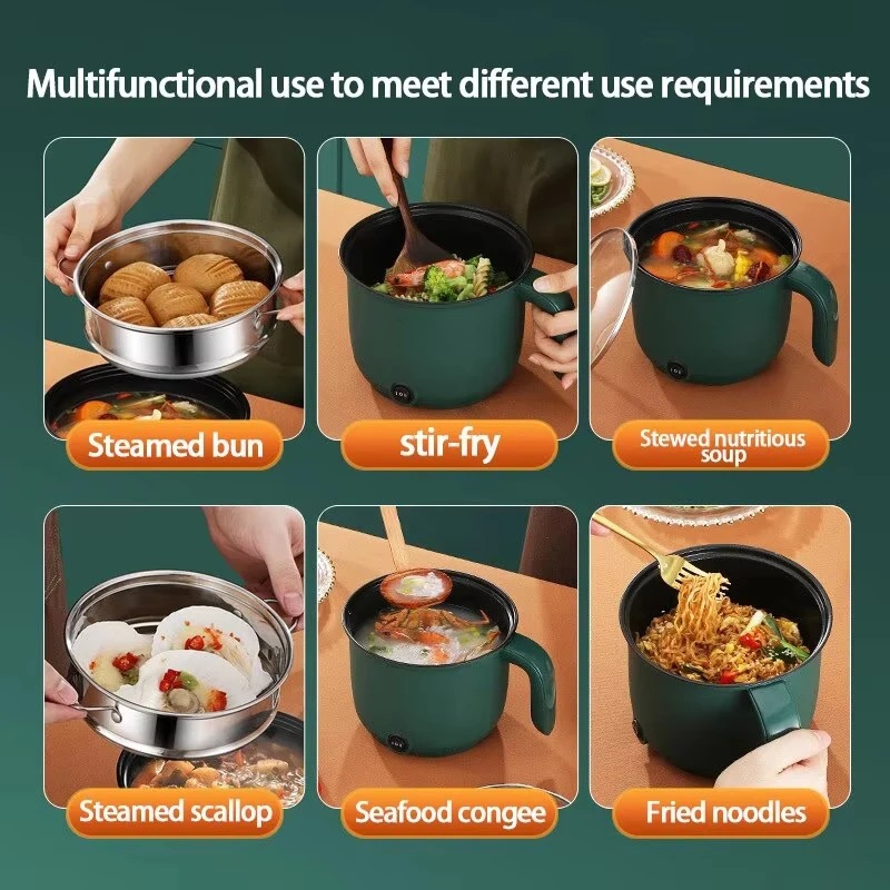 Multi Functional Electric Cooker 1.5L Mini Portable Non Stick Steamer Hot Pot