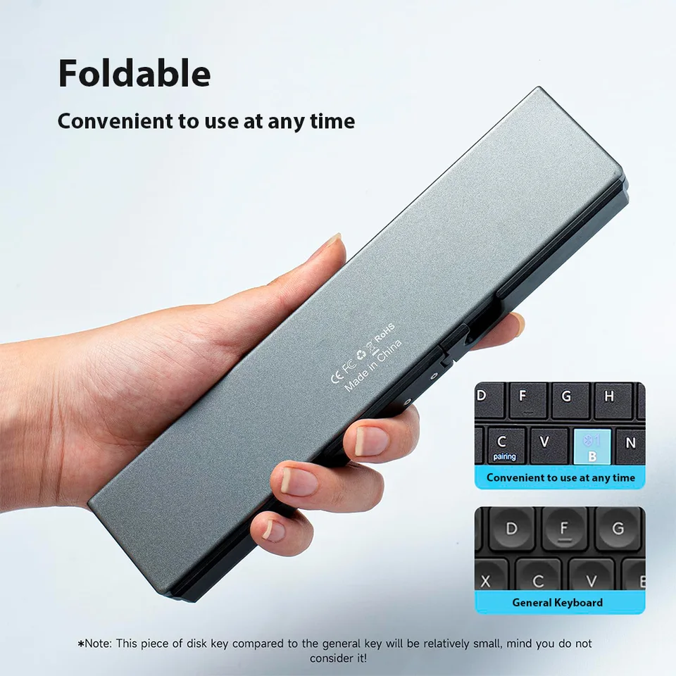 Foldable Bluetooth Keyboard With Universal Phone/Tablet Stand - Compatible With IOS, Android, Windows, Mac