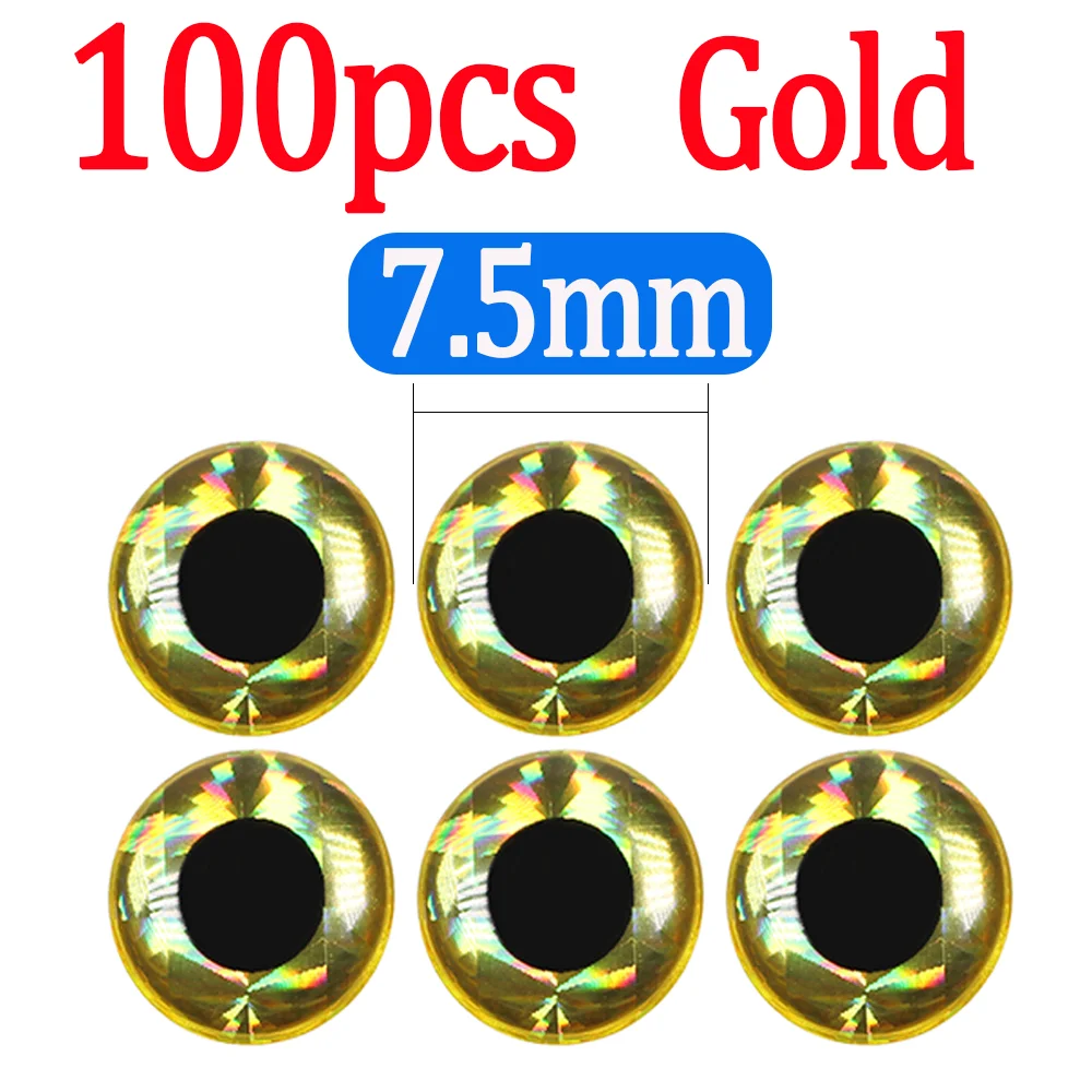 100pcs Gold 7.5mm