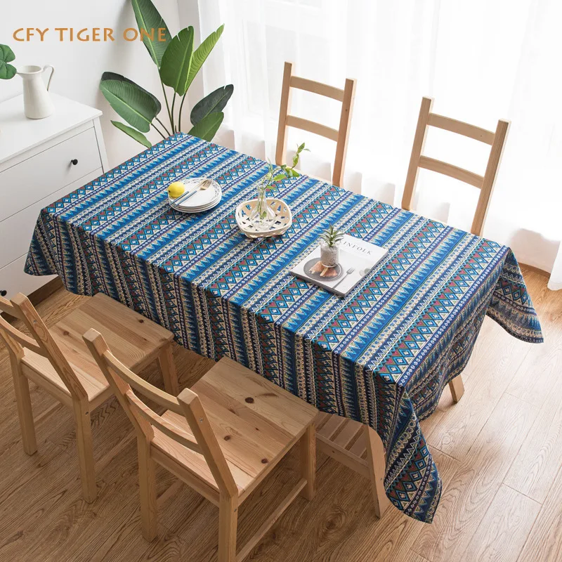 

Bohemian Geometry Tablecloth Antifouling Rectangular Tablecloth Washable and Oil Resistant Coffee Table Mat Table Cover