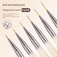 New Nail Line Brush Set Acrylic Six Packs of Slender Nails Painting Pen Painting Flower Pen Brush Nail Art Pen for Nail Design 2