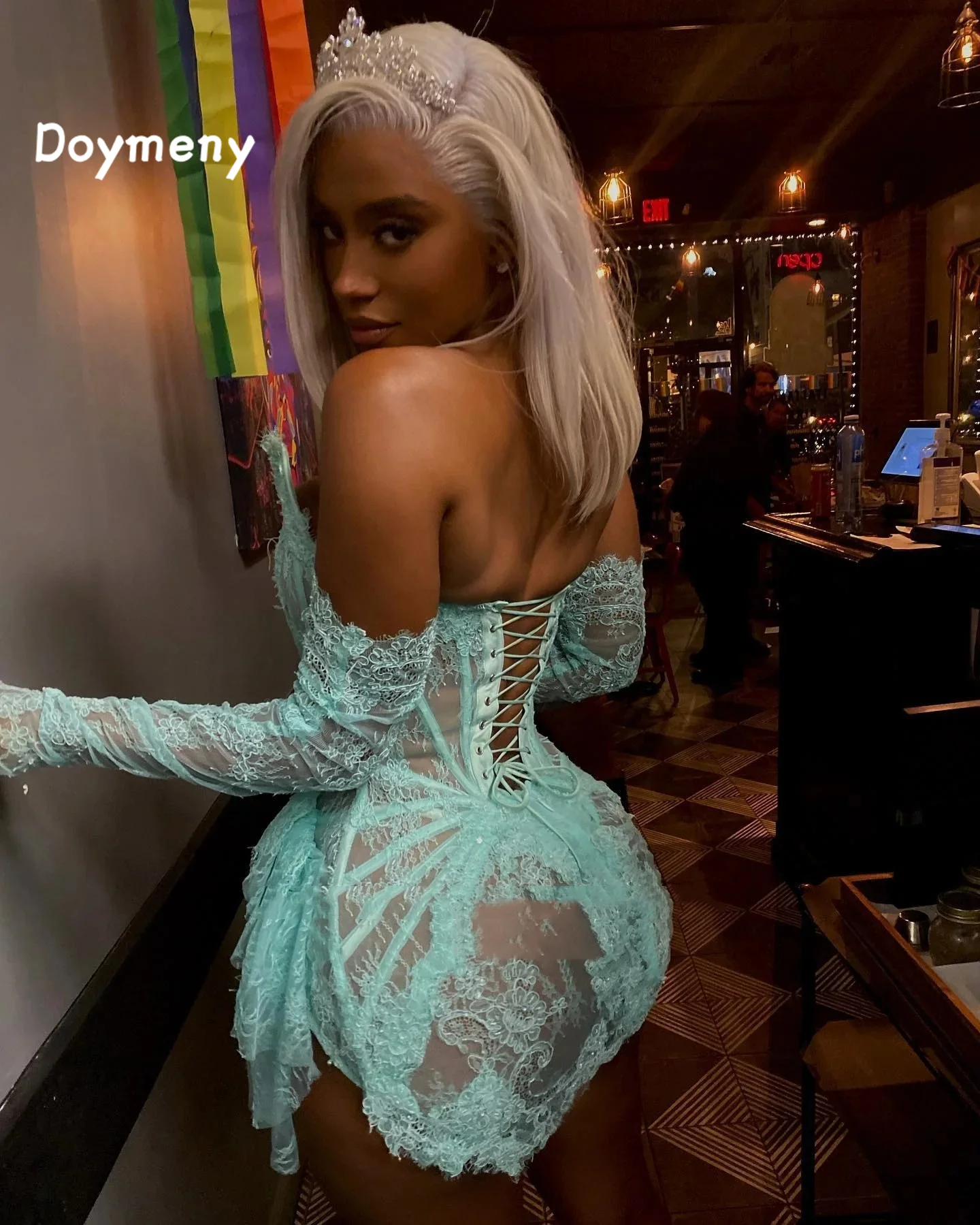 Doymeny-Mini Robe de Bal Sexy en Dentelle, Corset Désossé Sans Bretelles, Au-dessus du Genou, ix, Quelle que soit la Tenue de Nuit