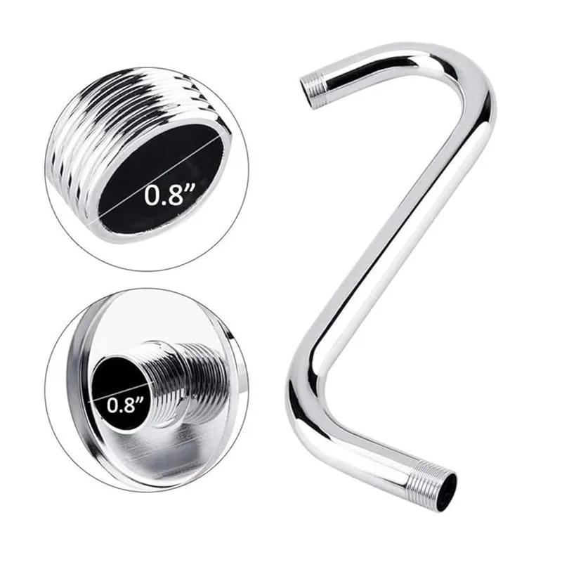 S Shaped Shower Arm Standard High Rise Shower Head Extension Pipe Shower Arm Extender Wall Mounted Bathroom Accessories