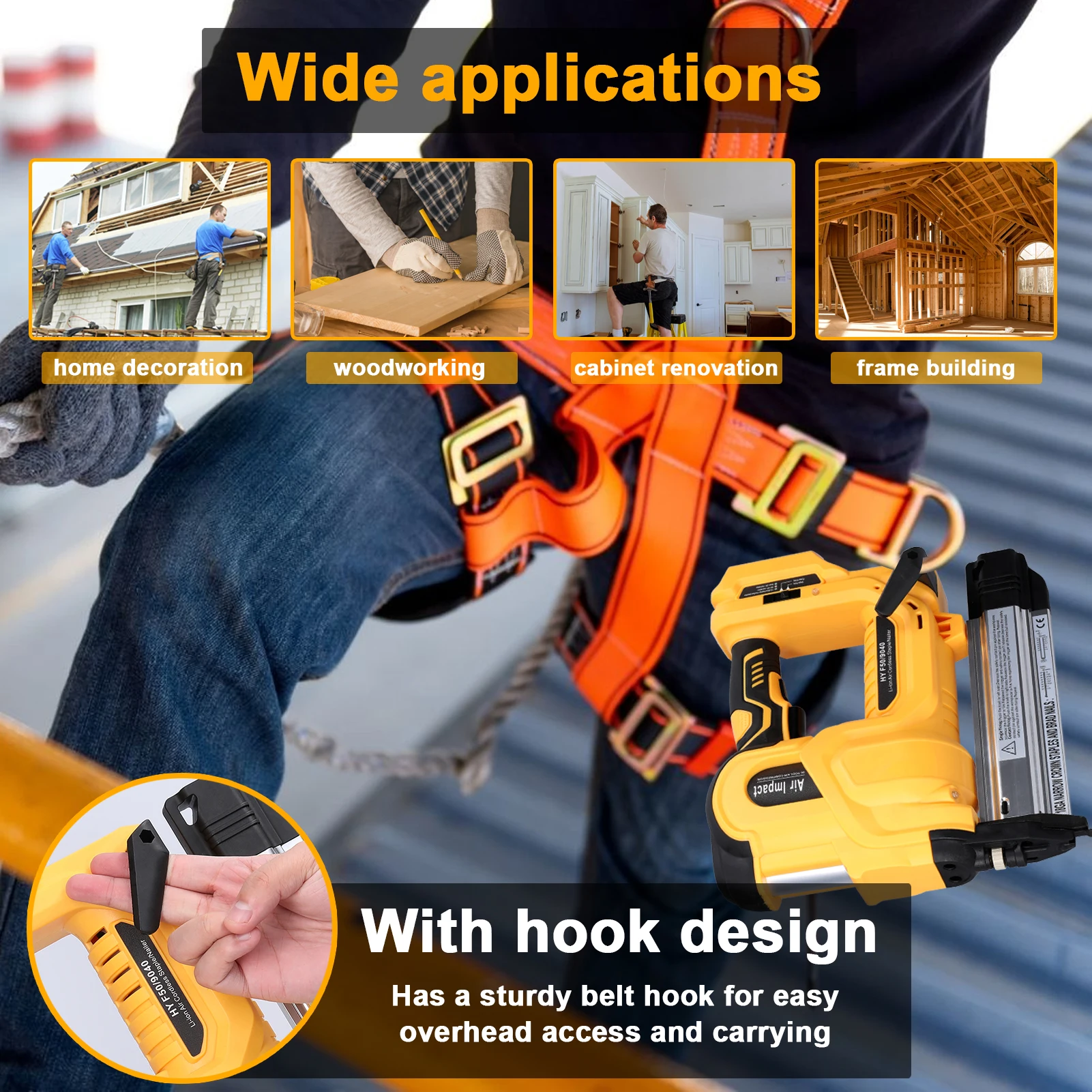 Cordless Electric Nail Gun Straight/N-shape Nails Pure Copper Motor Woodworking Universal DIY Nailing Machine For Makita Battery 3