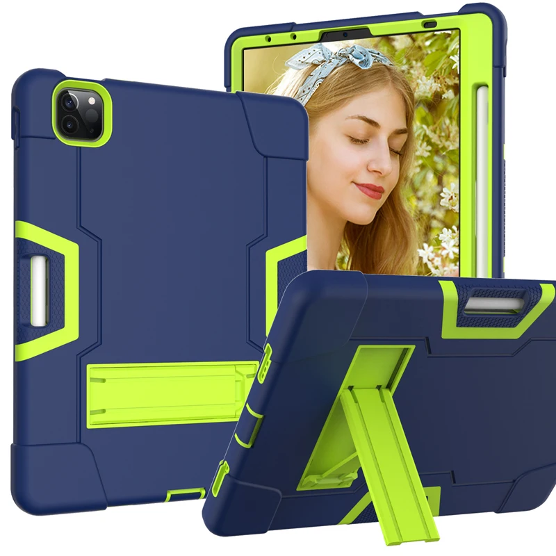 

For iPad Pro 11 12.9 Case Heavy Duty Silicone TPU + PC Hard Stand Shockproof Drop-proof Armor Case For iPad Air 5 4 10.9