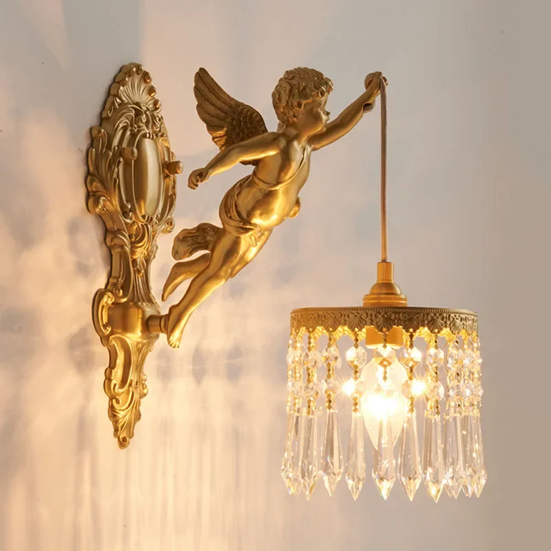 Applique Murale Ange Doré et Cristaux | Élégance Baroque