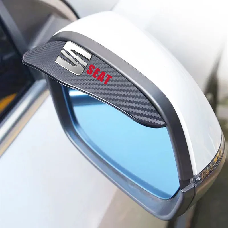 2Pcs Carbon Fiber Car Rearview Mirror Eyebrow Rain Cover For Seat Leon FR Altea Ibiza Toledo Cordoba Alhambra Arona Ateca Exeo