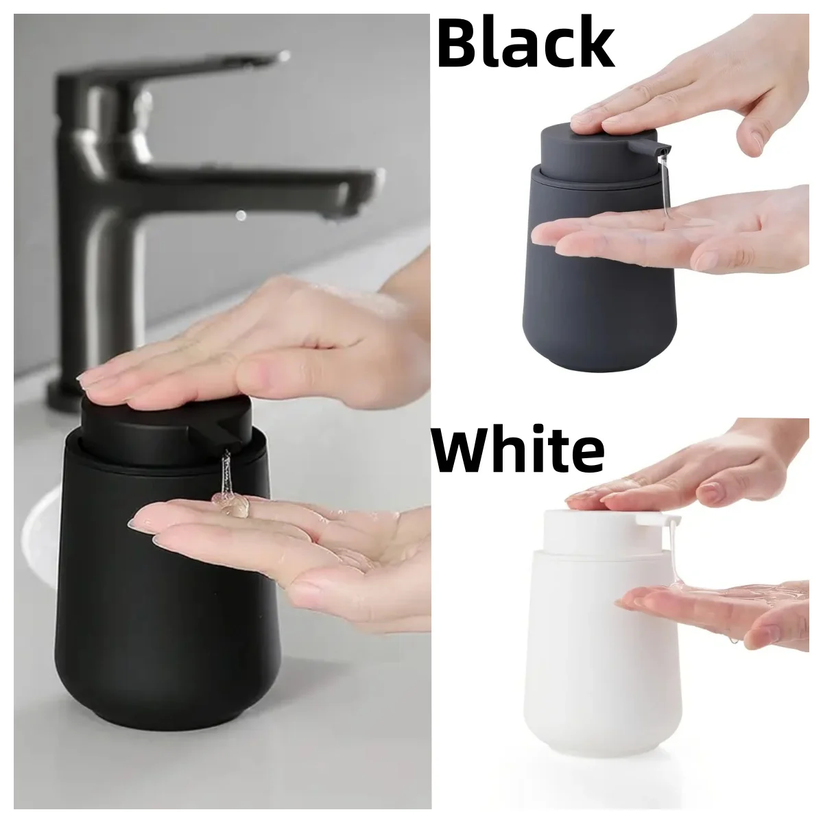 Hand Sanitizer Dispenser Modern minimalist style matte black and white Hand Sanitizer Dispenser For Bathroom and Kitchen Countertops Reusable