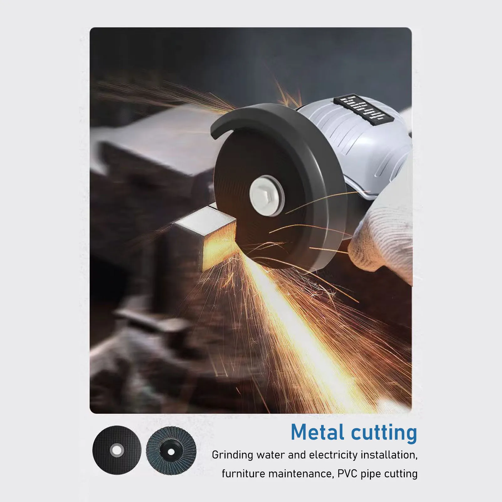 Mini Angle Grinder Multifunctional Cordless Electric Handheld Grinding Tool for Cutting Polishing