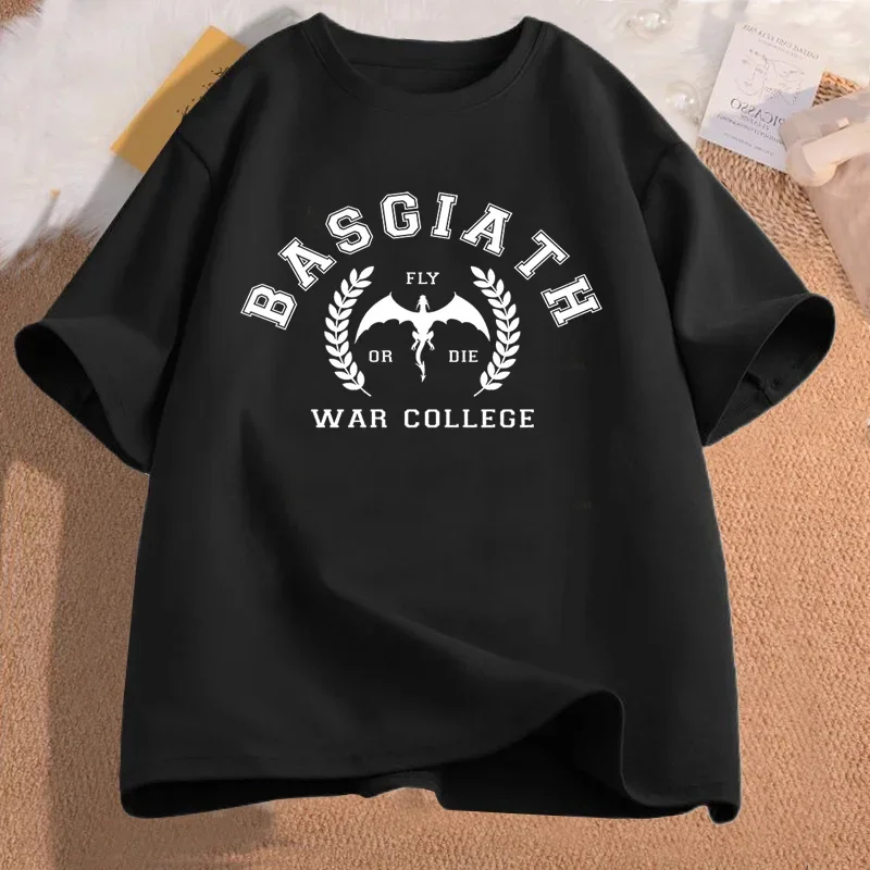 

Basgiath War College T Shirt Women Fourth Wing T-shirt Cotton Casual Short Sleeve Tshirt Violet Sorrengail Bookish Woman Tops