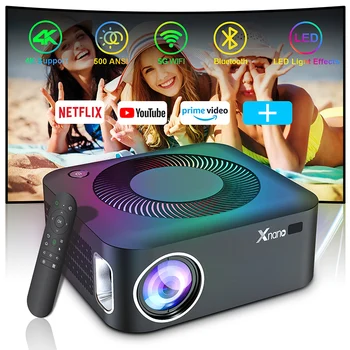 XNANO 500ANSI 4K Projector Full HD 1080P Home Theater for IOS/Android/TV Stick with 5W Speaker 5G WiFi BT5.0 Portable Projector 1