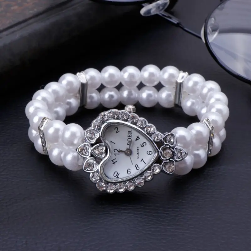 Fashion Women Watch Clock Casual Wristwatches Pearl Beaded Bracelet Watches Strap Quartz Wrist Watch Horloges Jewelry Gift women watches