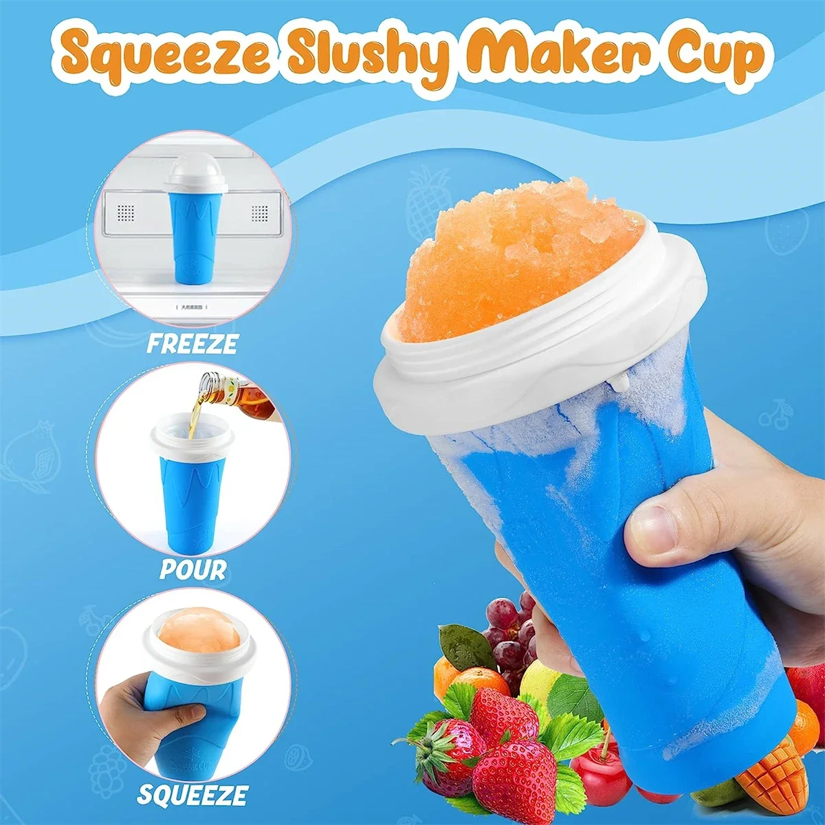 Smoothie Cup Homemade Smoothie Cup Quick-Frozen Ice Cream Milkshake Bottle Summer DIY Juice Iced Cup Freezed Portable Squeeze Slushie Cups