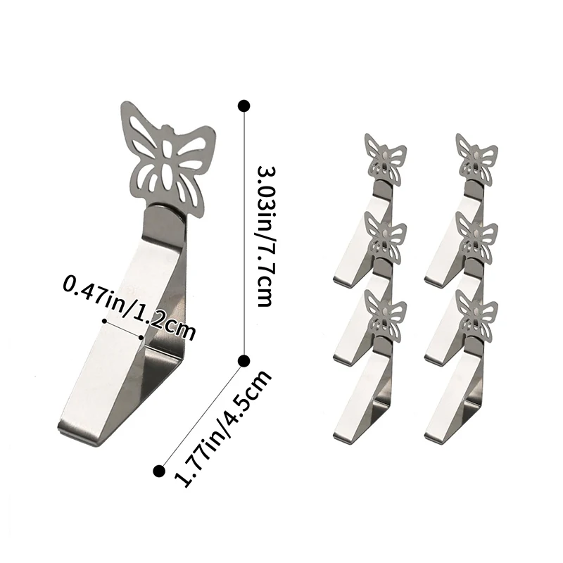 6Pack Tablecloth Clips Stainless Steel Anti-Slip Tablecloth Clamp Mini Adjustable Table Cloth Cover Fix Clip For Camping Wedding