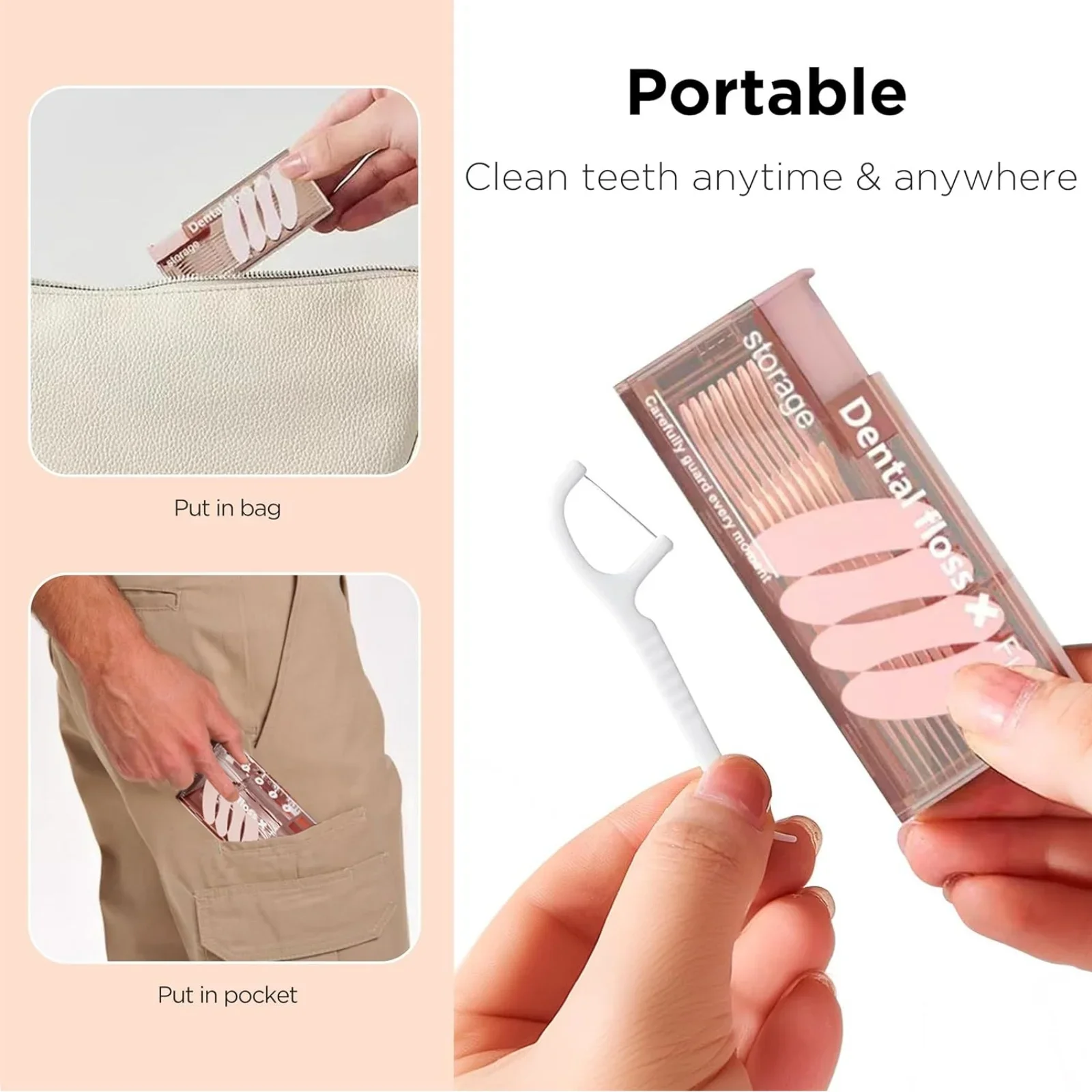 Dental Floss Holder Auto-Floss Pro One-Touch Floss Storage Box Smart Pop-Up with 10 Pre-loaded Refills Portable Oral Care Kit
