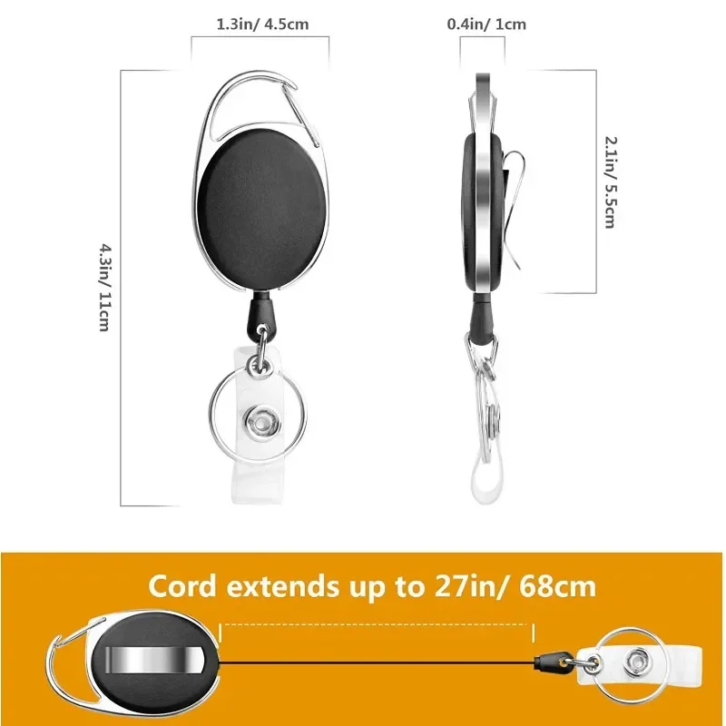 ID Tag Staff Work Pass Card Holder Business Employee Name Badge Holder Reel Set for Nurse ID Holders Card Case Cover Clips 1Set