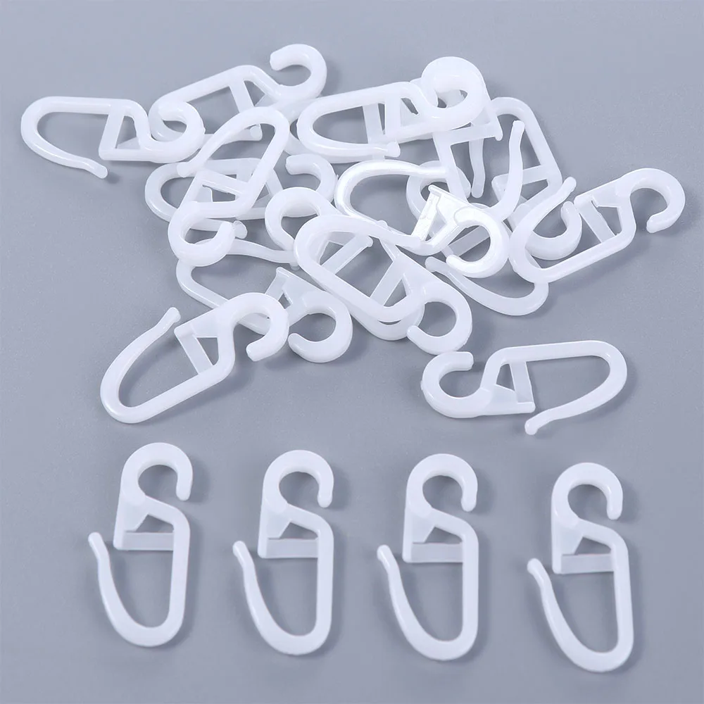 20PCS Curtain Hanging Hooks Ring Window Curtain Hanger Hooks White