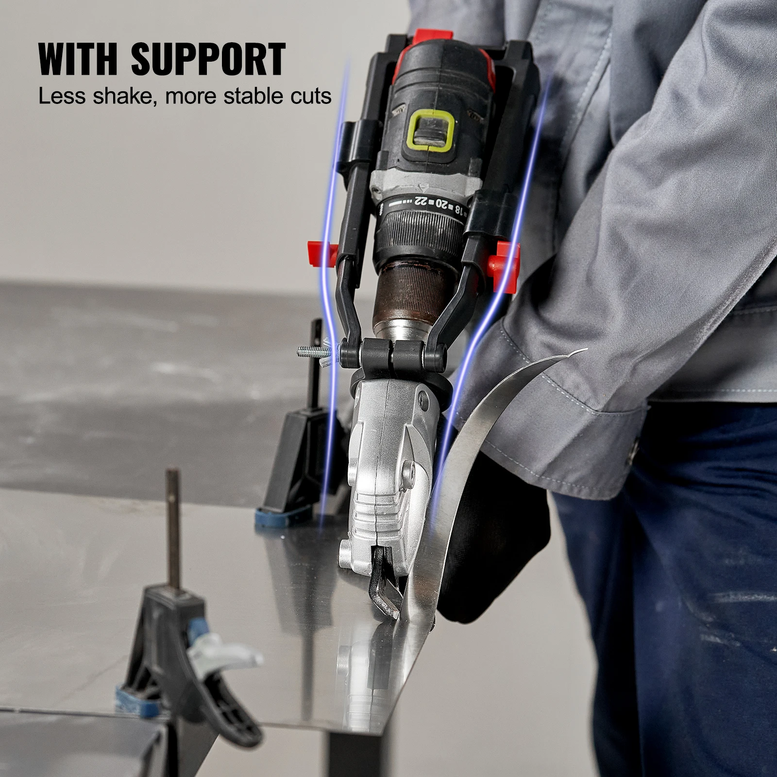 VEVOR Metal Cutter Drill Attachment Metal Shears Attachment with 360 Degree Pivoting Head for Cutting Max 21 GA 5