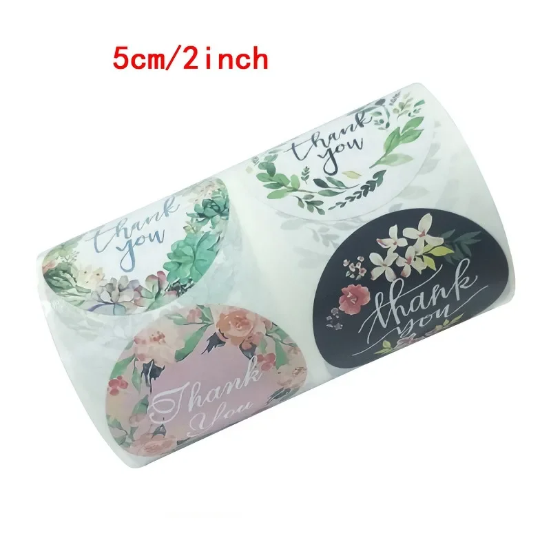 2 inch/5cm Round Floral Thank You Stickers 500pcs for Wedding Favors Party Handmade Gift Envelope Seal Stationery Sticker