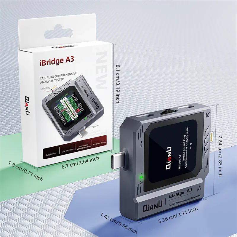 QIANLI iBridge A3 테일 플러그 감지기 휴대 전화 수리 IP 안드로이드 번개 Type-C 인터페이스 충전 오류 테스트 도구