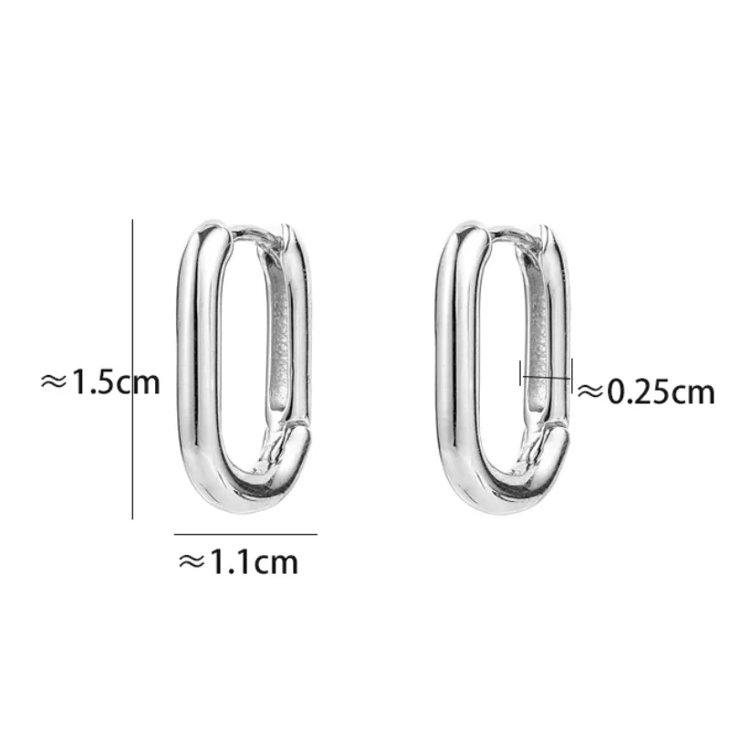 Silver Color Simple French U-shaped Geometric Oval Hoop Earring for Women Golden Huggie Earrings Jewelry