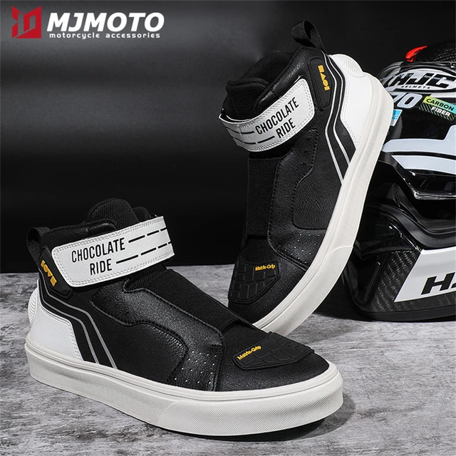 Botas de motocicleta para hombre, suela de goma, antideslizantes, para  montar en moto - AliExpress