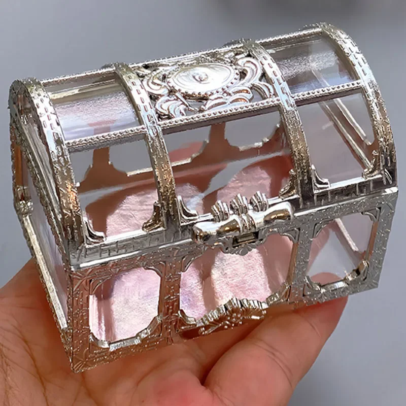 

Vintage Transparent Pirate Treasure Storage Box Candy Trinket for Jewelry Crystal Gem Trinket Box Holder Organizer Earrings Ear