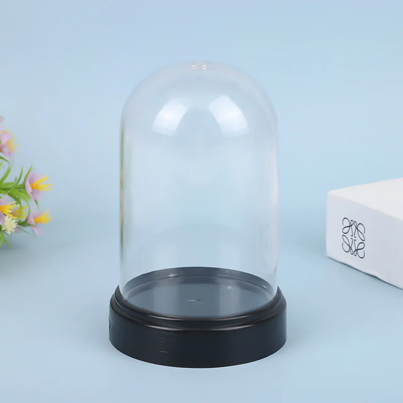 50/100X 15x9cm 홈 장식 꽃병 플라스틱 꽃 디스플레이 Cloche 벨 항아리 아크릴 병 기본 먼지 커버 디스플레이 불멸의 상자