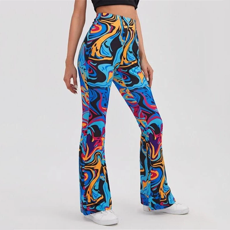 Y2k High-waisted Wide Leg Pants Women American Retro Multi Print Straight Trousers Streetwear Hip-hop Loose Tie Dye Pantalones