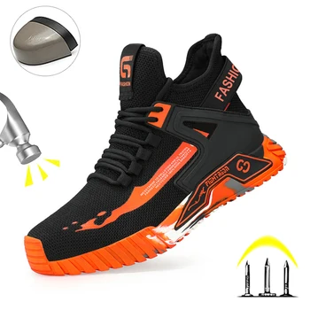 Scarpe antinfortunistiche antiforatura anti-sfondamento con punta in acciaio Scarpe da lavoro leggere antiscivolo da uomo Stivali da lavoro comodi e traspiranti da uomo 1