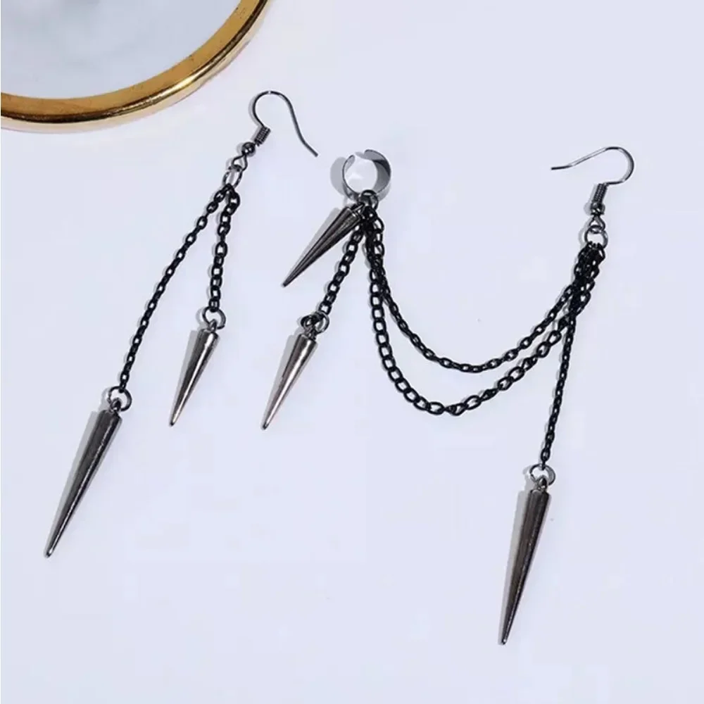 Punk Gothic Style Niche Tassel Long Chain Earrings Hip-hop Earrings Women's Street Party Fashion Creative Trend Jewelry