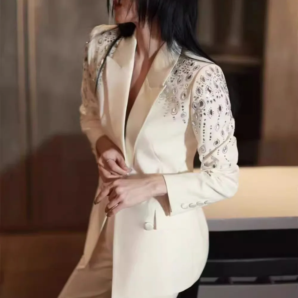 طقم بدلة نسائية رسمية بخصر عالي