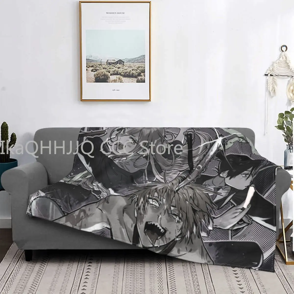 

Одеяло для мужчин с Бензопилой, теплый мягкий фланелевый плед с рисунком Аниме Манга, постельное белье для дивана, для улицы, весна-осень