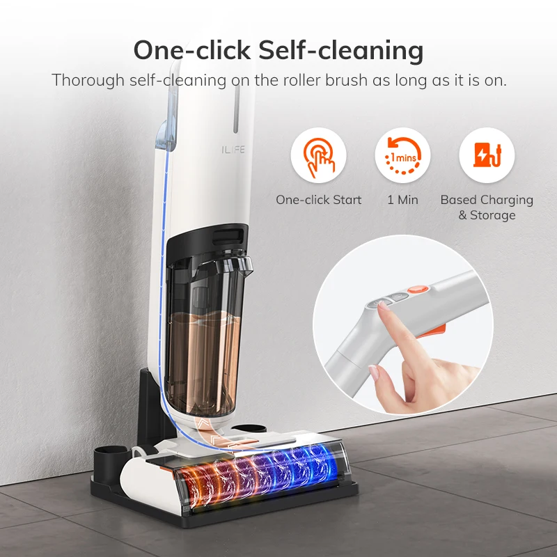 ILIFE W90 Cordless Wireless Wet Dry Smart Mop Washing , 5500Pa Suction, 1 Min Self Cleaning, Large Dual Water Tank 3