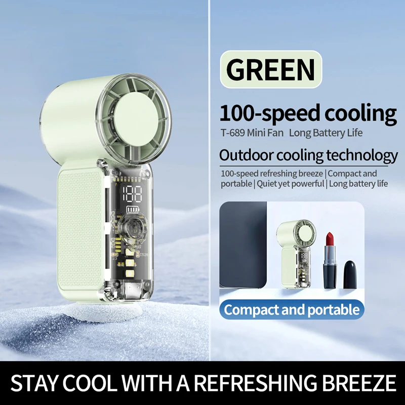 Compact USB Rechargeable Mini Handheld Fan with Digital Display