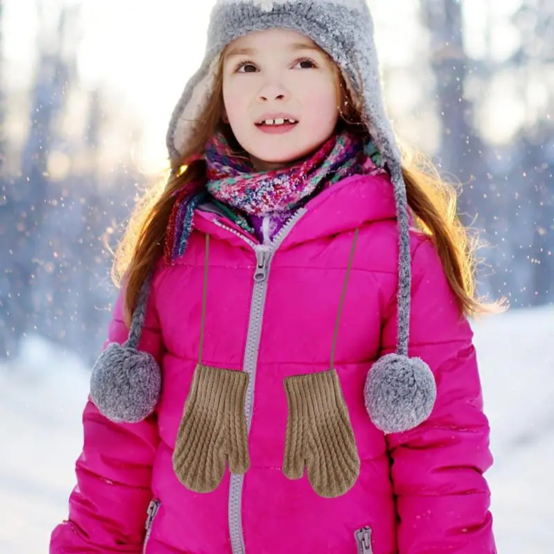 Mitaines d'hiver pour enfants, avec ficelle, gants chauds pour bébés