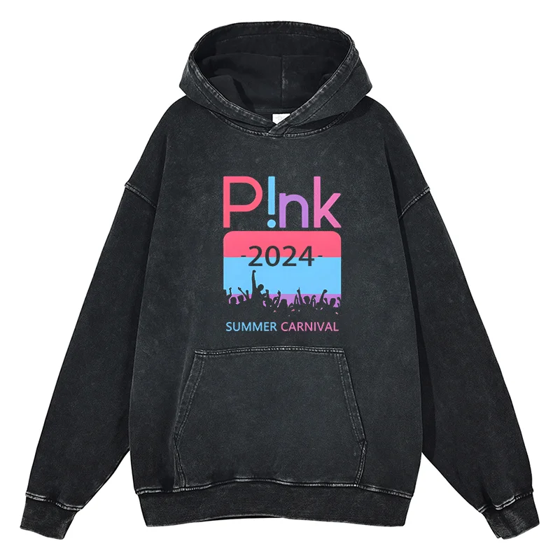 Rock Pink Print Hoodie P!nk SUMMER CARNIVAL 2024 Music Tour Sweatshirt Quality Cotton Winter Fashion Men Women Oversized Tops