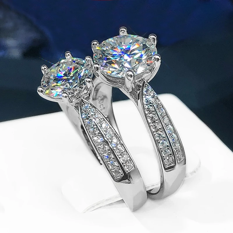 NKHOG 0.5-3ct Moissanite Wedding Rings Women 925 Sterling Silver Plated 18K White Gold Ring Engagement Promise Band Jewelry 5