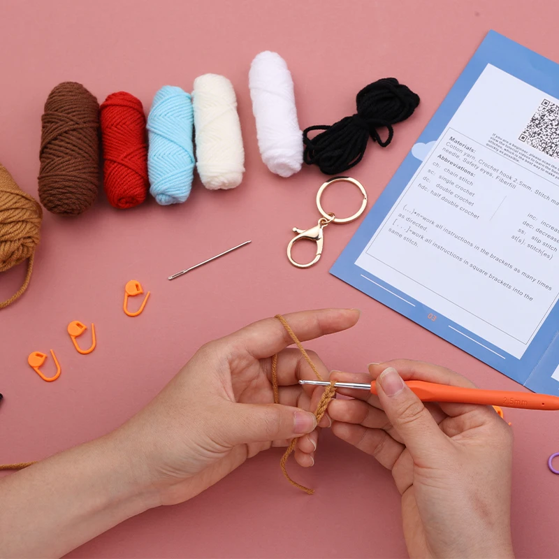 KRABALL Animal Dolls Crochet Knitting Kits Cotton Yarn Thread Instruction Beginners DIY Craft Knit Tool Set Accessories crochet kit knitting supplies knitting material knitting craft supplies