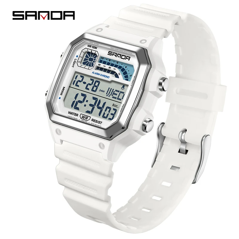 Men's Luxury Digital Wristwatch with Luminous Dial and Waterproof Features