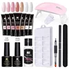 Poly Nail Gel Set to Extension 3D Acrylic Crystal Fingertips with LED/UV Lamp Tools /White/Clear/Nude Chooses All for Manicure 1