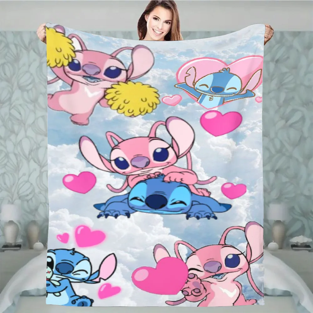 1PC Stitch flannel blankets are comfortable and cute, suitable for all seasons, perfect for living room decoration, sofa deco 2