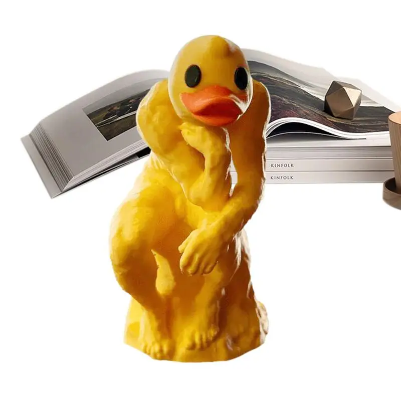 

Desktop Duck Figurines Resin Desktop Figurines Thinking Duck Collectible Figurines Home Decoration Waterproof Duck Decor Weird