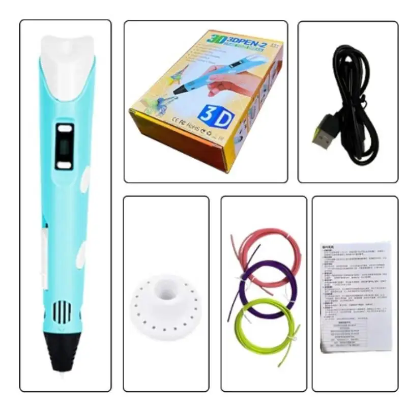 3D 펜 디지털 디스플레이 지능형 프린팅 펜, USB 케이블로 낙서, 그래피티, 미술 공예품 만들기