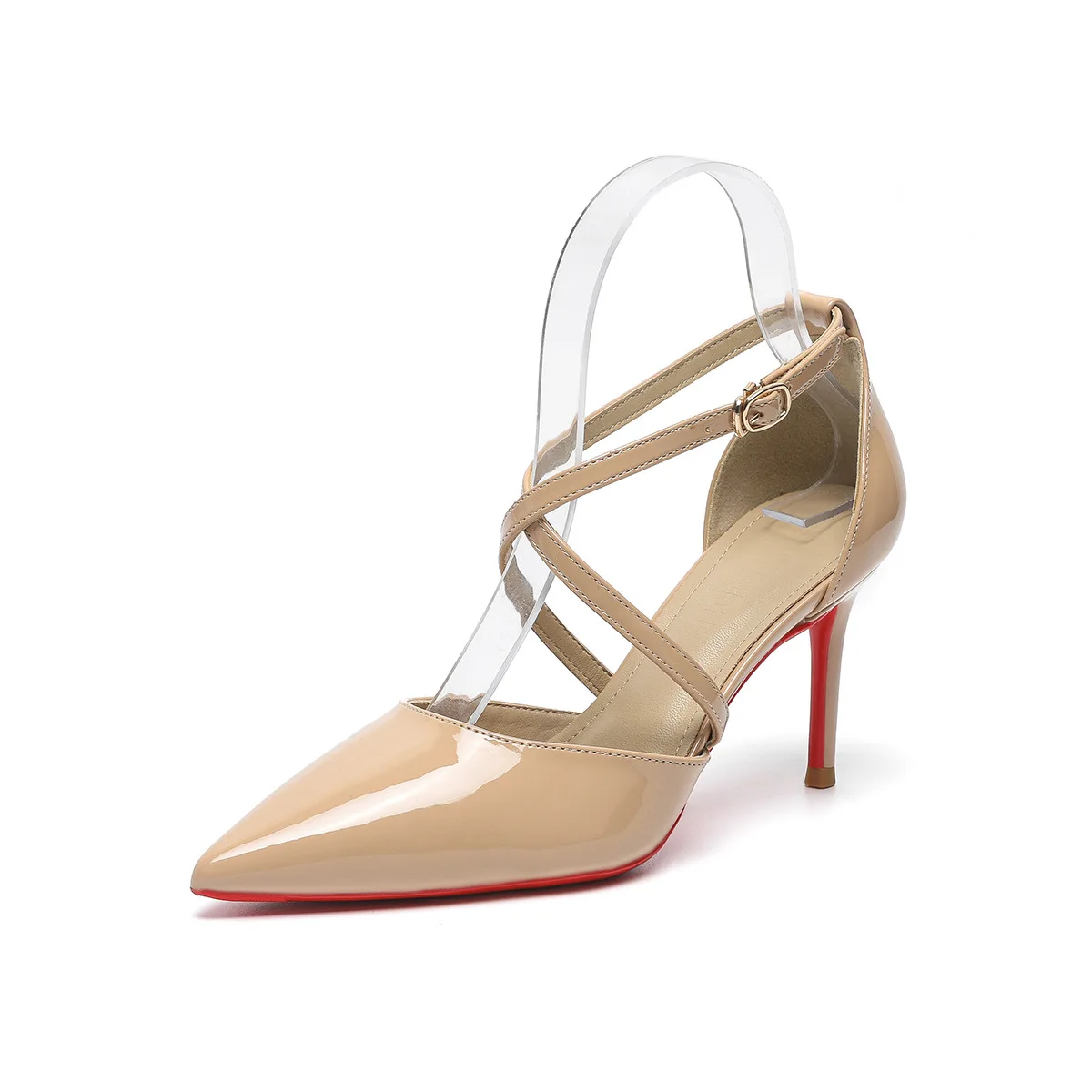 African Party Shoe and Bag Set Beige High Heels Shallow Mouth 2025 Sandals Ladies Slip On Lace-Up Nude Platform Sexy Pump Pointe 5