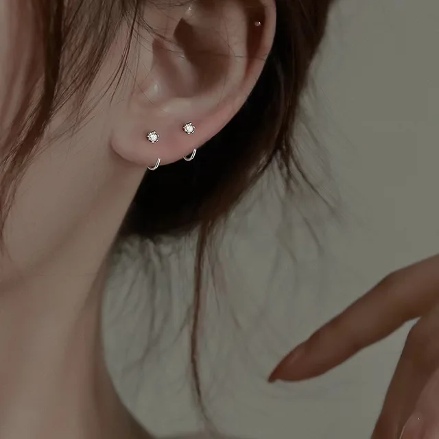 Boucles d'oreilles créoles en acier inoxydable et cristal pour femmes et filles, 2 pièces, cercles tendance, Punk, boucles d'oreilles, bijoux de fête, cadeaux à la mode