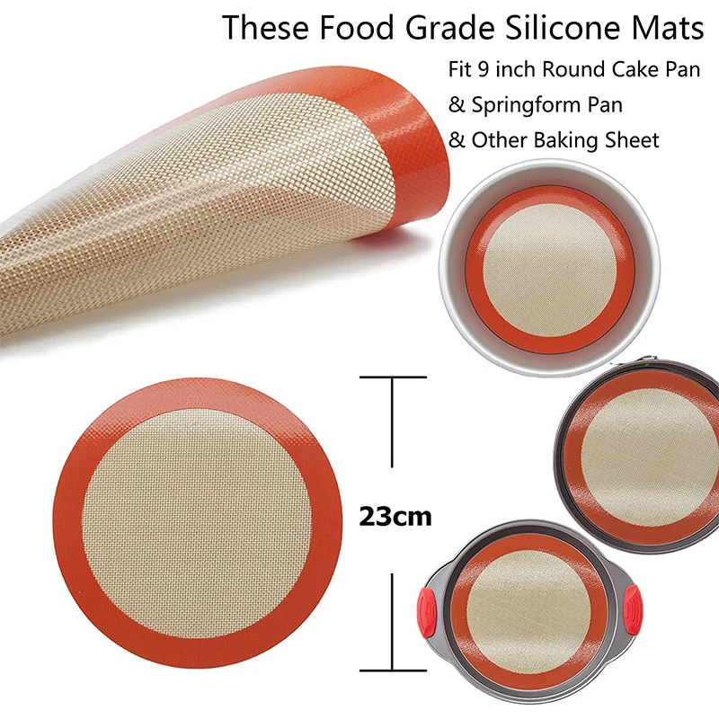 Round Silicone Non-Stick Reusable Baking Mats - Easy Clean, Food Grade