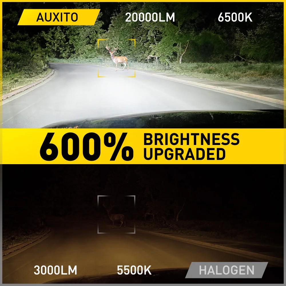 AUXITO LED Canbus 자동 헤드램프, HB2 9003 LED 헤드라이트, 하이 및 로우 빔 H4 헤드 램프, 마쓰다 포드 포커스용, 12V, 20000LM, H4, 2 개