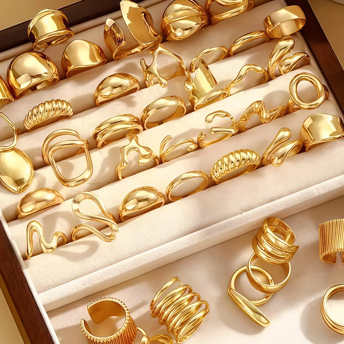 10/15/20/30Pieces Fashion Geometry Irregular Open Rings Set For Women Mix Style Simple Trendy Jewelry Party Gifts 2